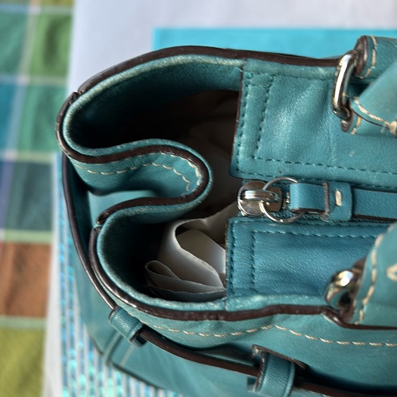 💐 COACH BLUE TEAL LEATHER HANDBAG  💐 - Picture 13 of 16